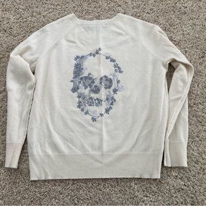 Beautifully Embroidered Skull Cashmere Sweater